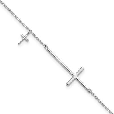 Sideways Cross 7 Inch 1 Inch Extender Bracelet Sterling Silver Rhodium-Plated QG6380-7, MPN: QG6380…