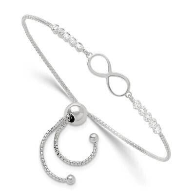 CZ Infinity Symbol Adjustable Bracelet Sterling Silver Polished QG6267, MPN: QG6267,