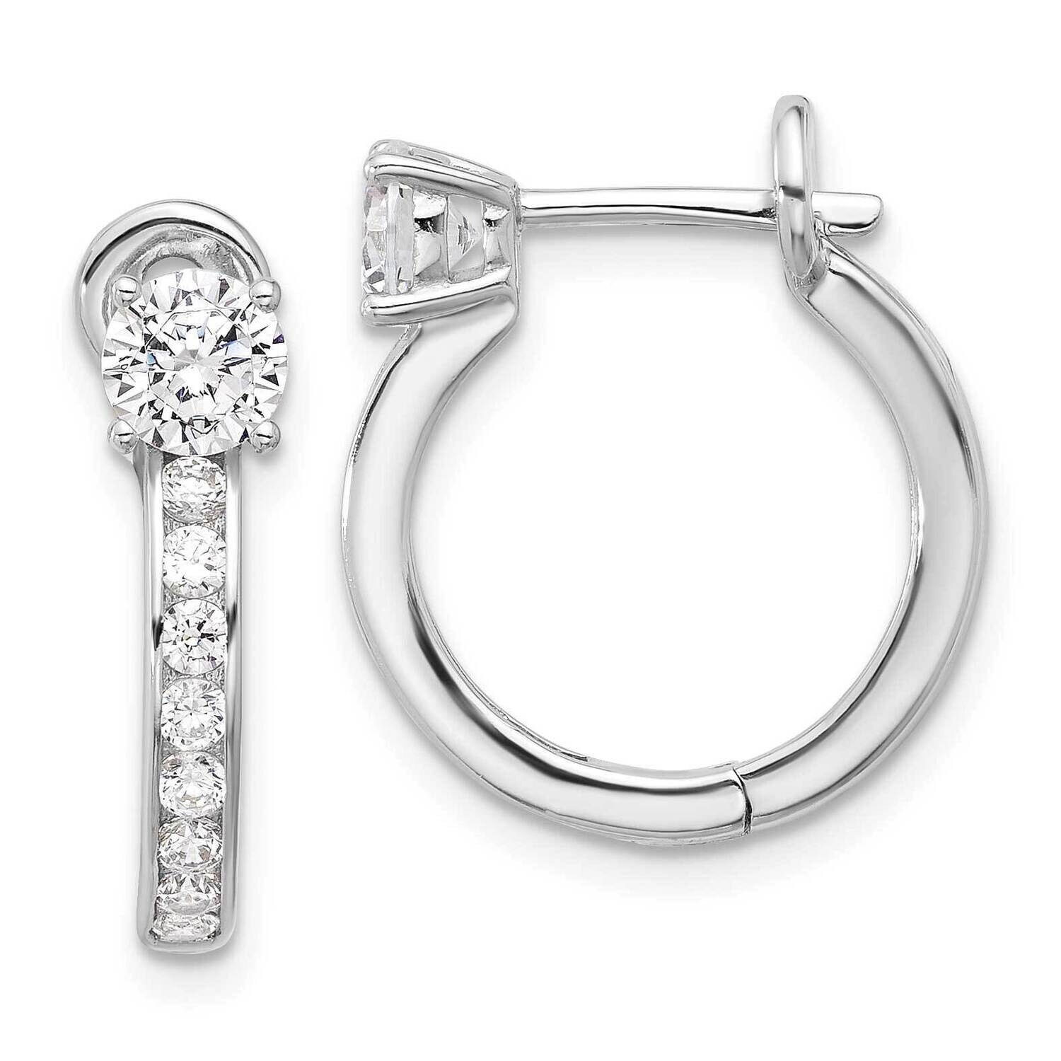CZ Hoop Earrings Sterling Silver Rhodium-Plated QE17185, MPN: QE17185,