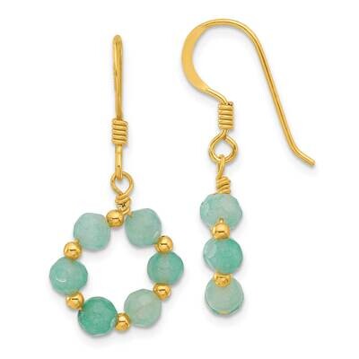Gold-Plated Polished Amazonite Circle Dangle Earrings Sterling Silver QE17341, MPN: QE17341,