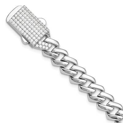 Monaco Link CZ Pavc Clasp 7.5 Inch Bracelet Sterling Silver Rhodium-Plated QG6509-7.5, MPN: QG6509-…