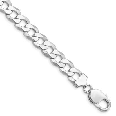 9.75mm Flat Curb Chain 10 Inch Sterling Silver Rhodium-Plated QLB250R-10, MPN: QLB250R-10,