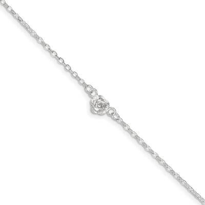 Flower Charm Anklet Sterling Silver QG665-10, MPN: QG665-10,