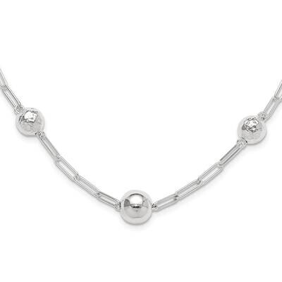 Textured Beaded Link Toggle Necklace Sterling Silver Polished QG6528-18, MPN: QG6528-18,