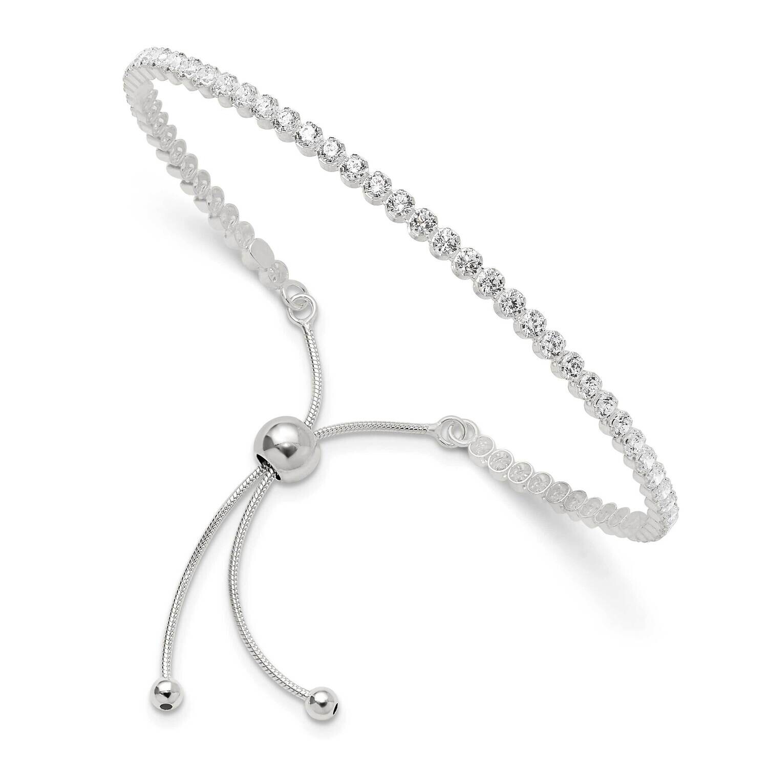 CZ Adjustable Bracelet Sterling Silver Polished QG6244, MPN: QG6244,