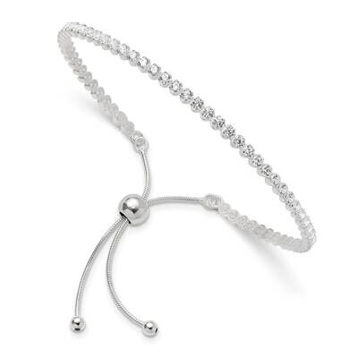 CZ Adjustable Bracelet Sterling Silver Polished QG6244, MPN: QG6244,