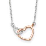 Rose-Tone Polished Double Heart 18 Inch Necklace Sterling Silver QG6596-18, MPN: QG6596-18,