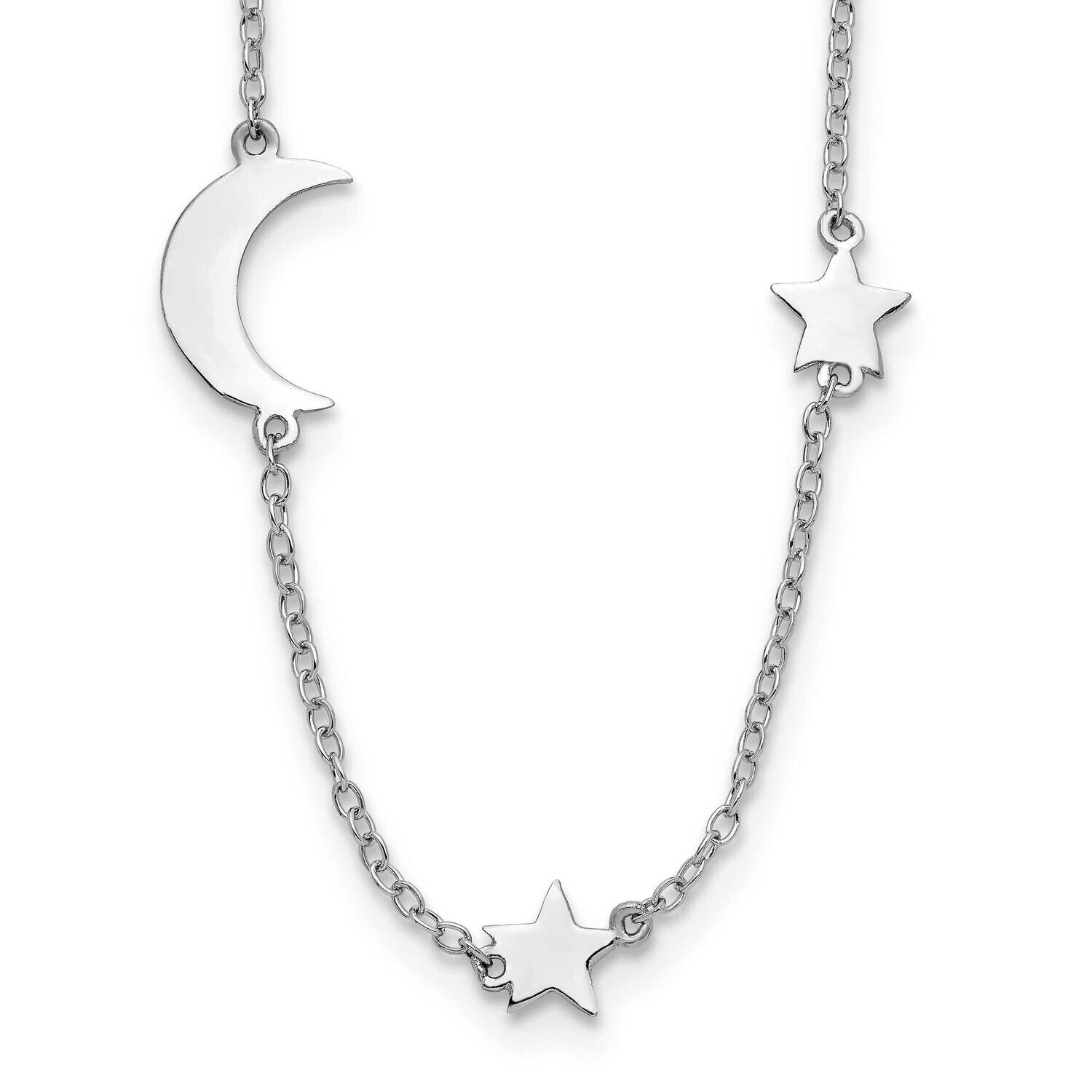 Stars Moon 2 Inch Extender Necklace Sterling Silver Rhodium-Plated QG5684-16, MPN: QG5684-16, 19110…