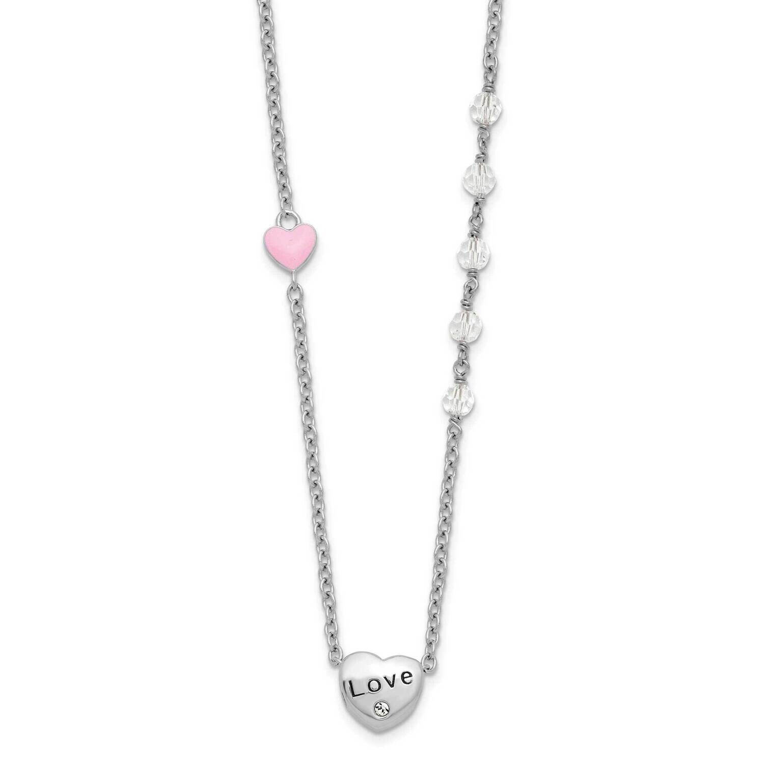 Rh-Plated Crystal Enamel Love 1 Inch Extension Child Necklace Sterling Silver QG6605-15, MPN: QG660…