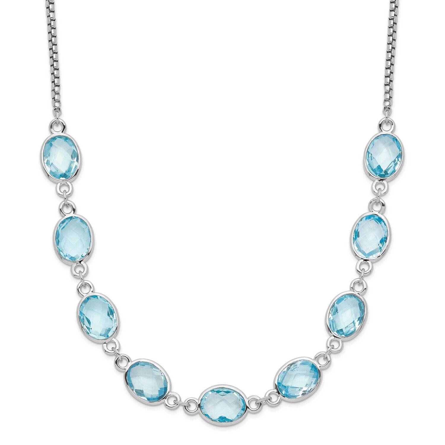Polished Blue Topaz 2 In Extender Necklace Sterling Silver Rhodium-Plated QG6223BT-17, MPN: QG6223B…