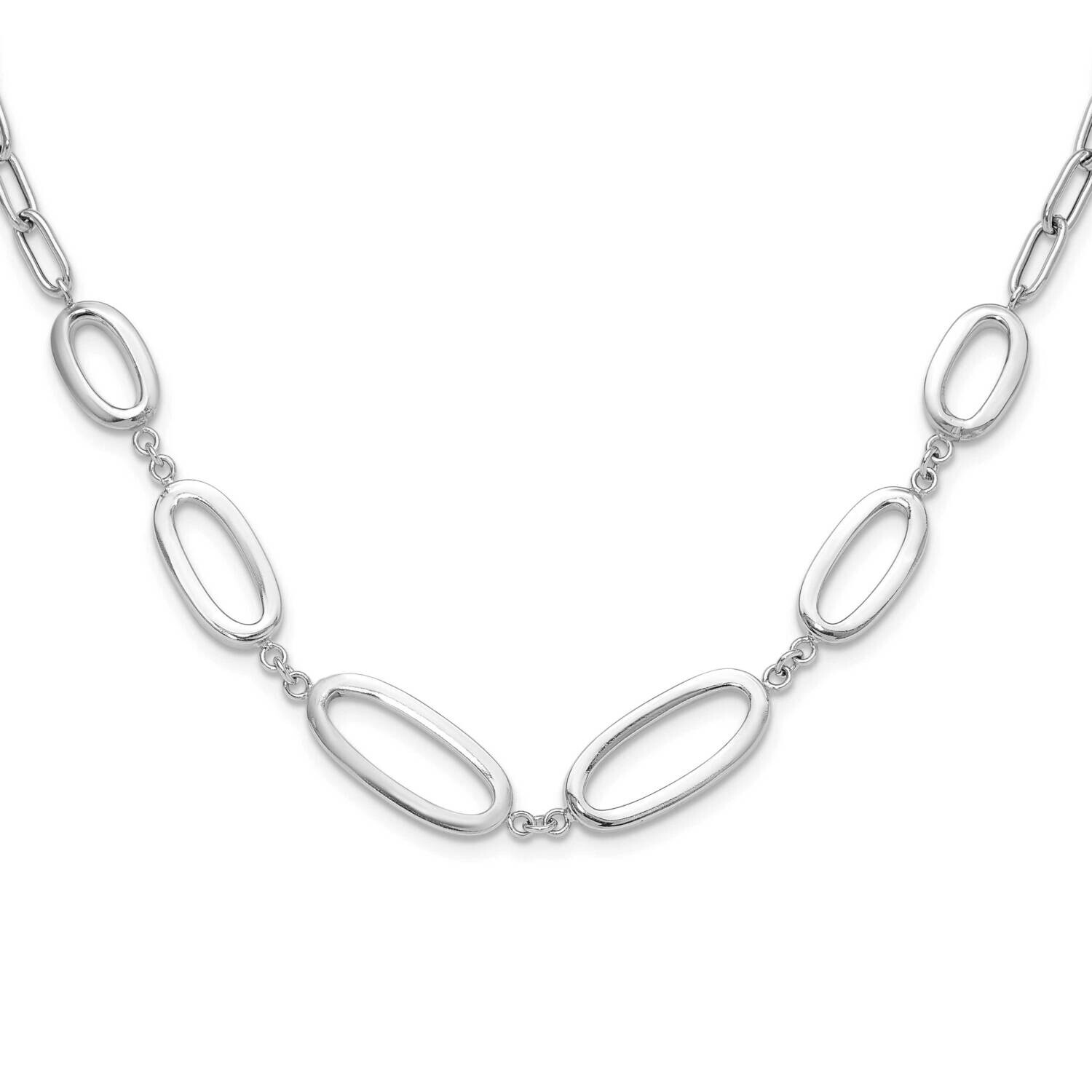 Fancy Ovals 2 Inch Extender Necklace Sterling Silver Rhodium-Plated QG6529-17