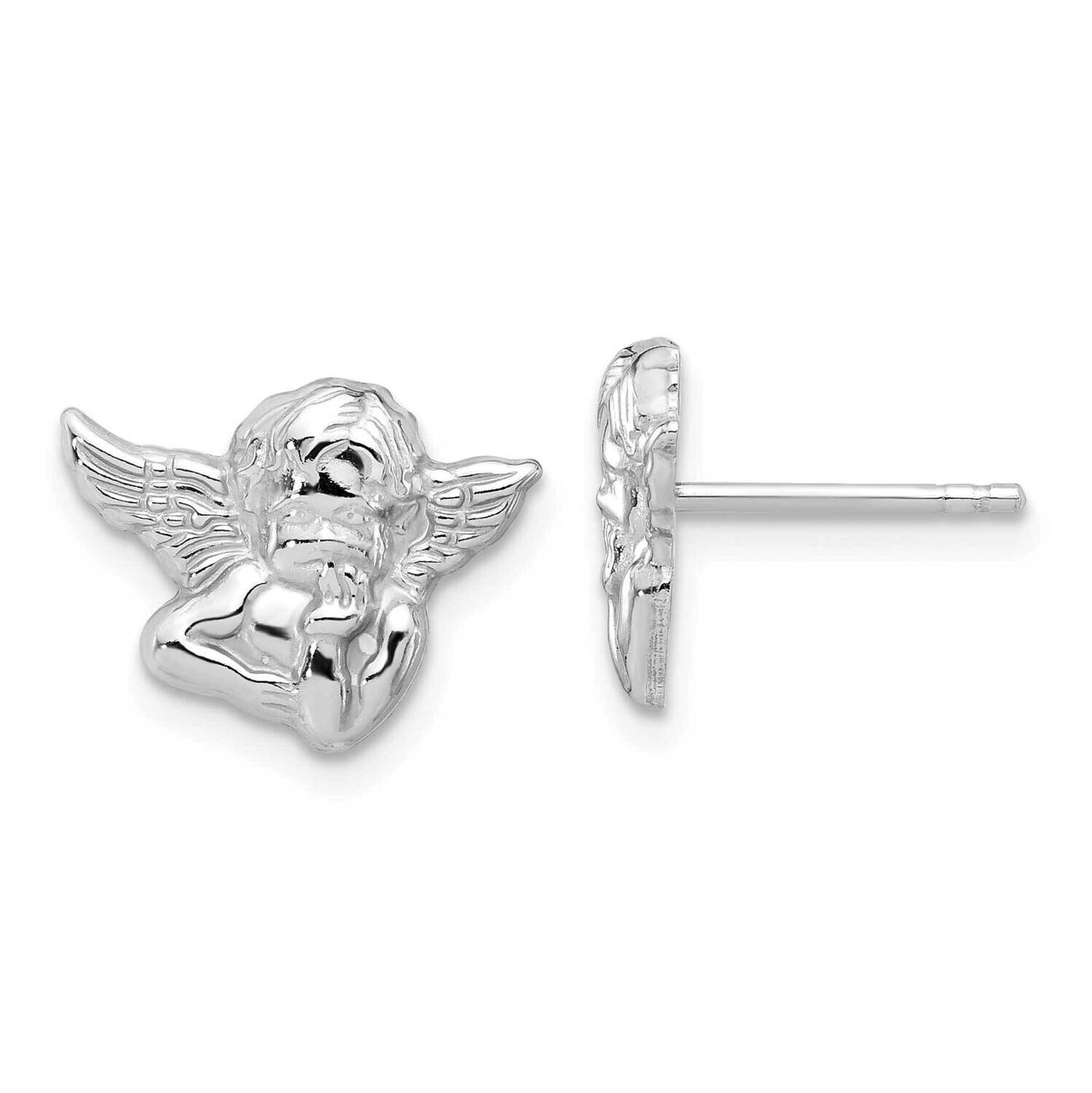 &amp; Textured Cherub Post Earrings Sterling Silver Polished QE17709, MPN: QE17709,