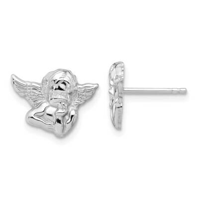 &amp; Textured Cherub Post Earrings Sterling Silver Polished QE17709, MPN: QE17709,