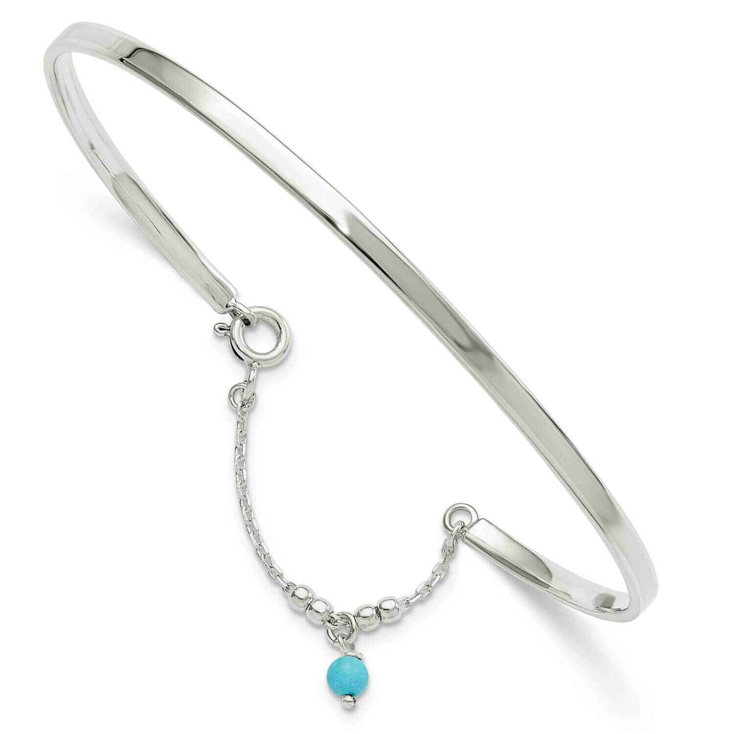 Turquoise Bead Bangle Anklet Sterling Silver QG5761