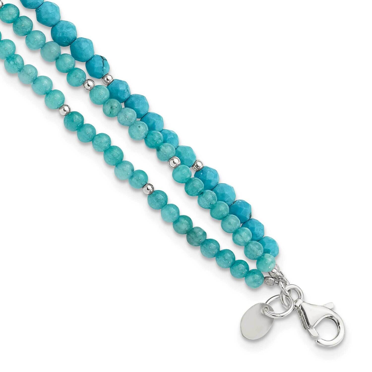 Recon Magnesite Indicolite Quartz 1 Inch Extension Bracelet Sterling Silver QH5696-7.5, MPN: QH5696…