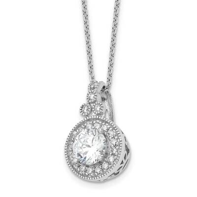 Fancy Beaded CZ 2 Inch Extension Necklace Sterling Silver Rhodium-Plated QG6649-18, MPN: QG6649-18,