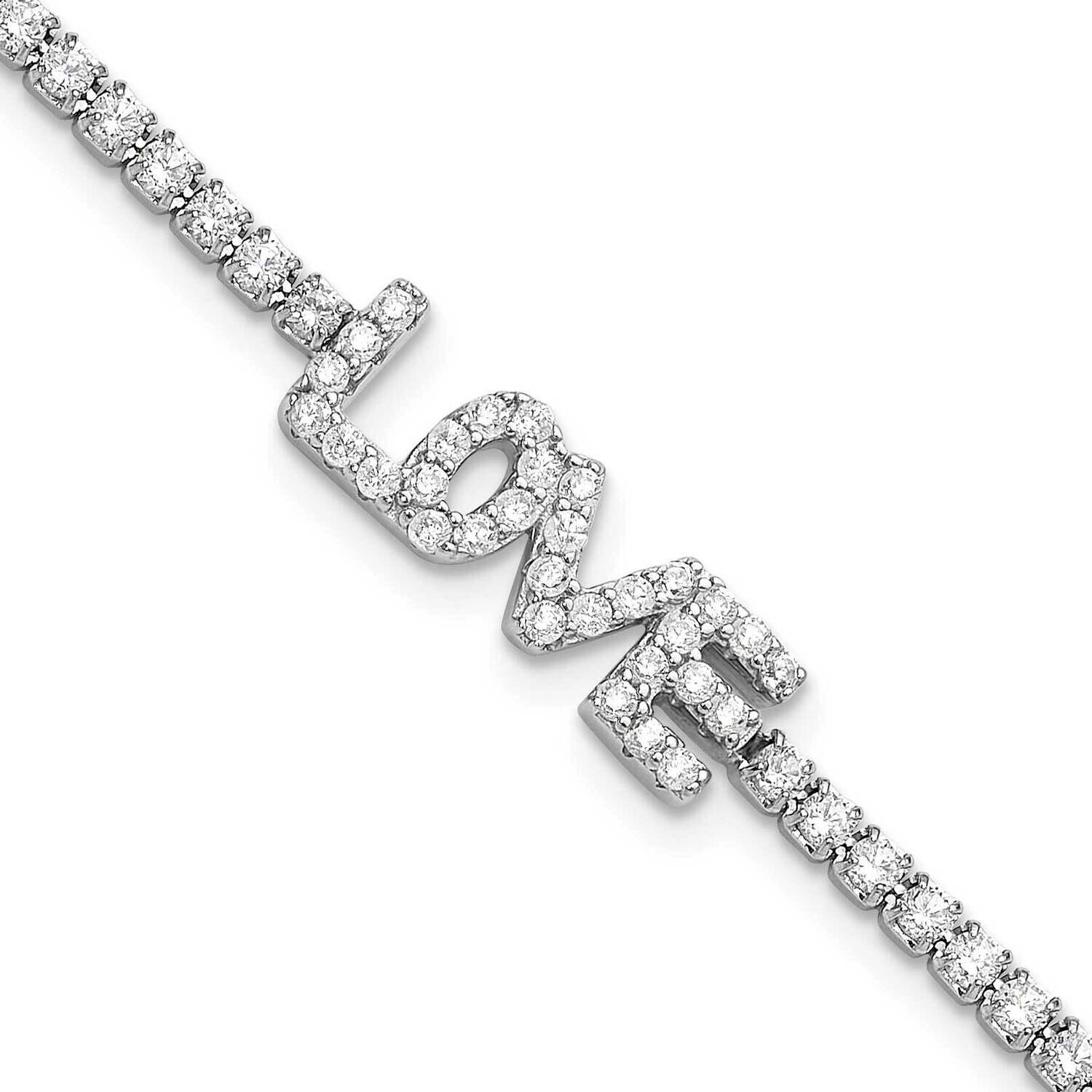 CZ Love 7.25 Inch Tennis Bracelet Sterling Silver Rhodium-Plated QG6459-7.25, MPN: QG6459-7.25,
