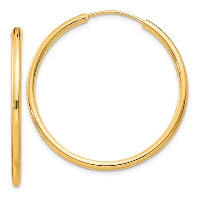 Flash Gold-Plated 2mm Endless Hoop Earrings Sterling Silver QE4371GP, MPN: QE4371GP,