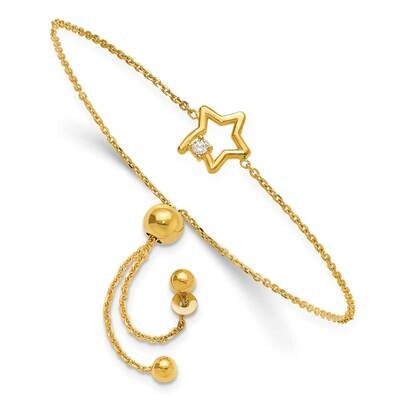 Gold-Plated Open Star CZ Adjustable Bracelet Sterling Silver QG6249GP, MPN: QG6249GP,