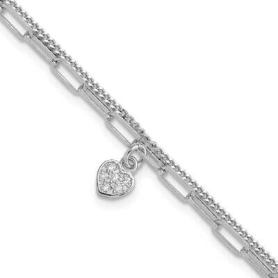 CZ Heart 6.75 Inch 1 Inch Extender Bracelet Sterling Silver Rhodium-Plated QG6494-6.75, MPN: QG6494…