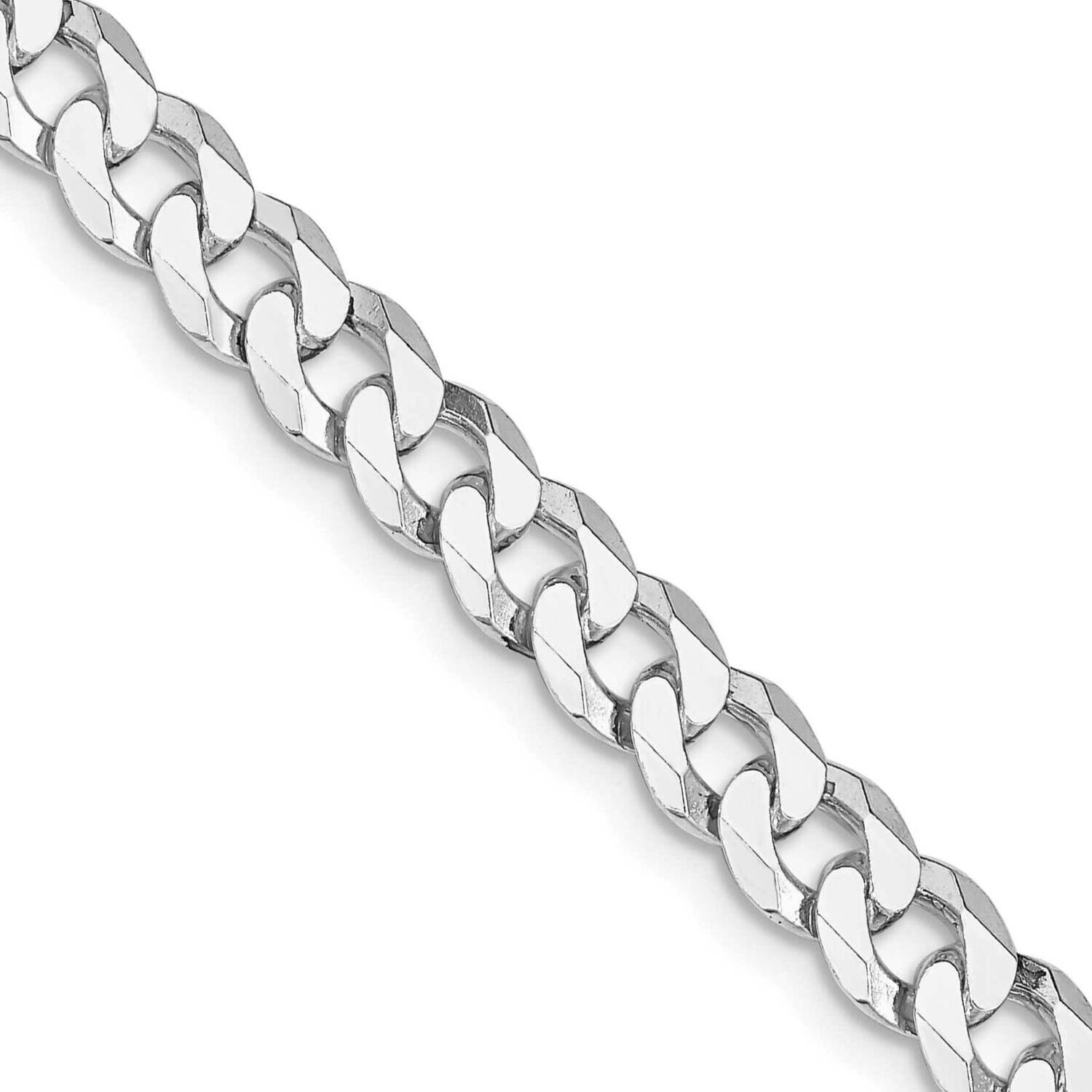 6mm Beveled Curb Chain 20 Inch Sterling Silver Rhodium-Plated QFB150R-20, MPN: QFB150R-20,