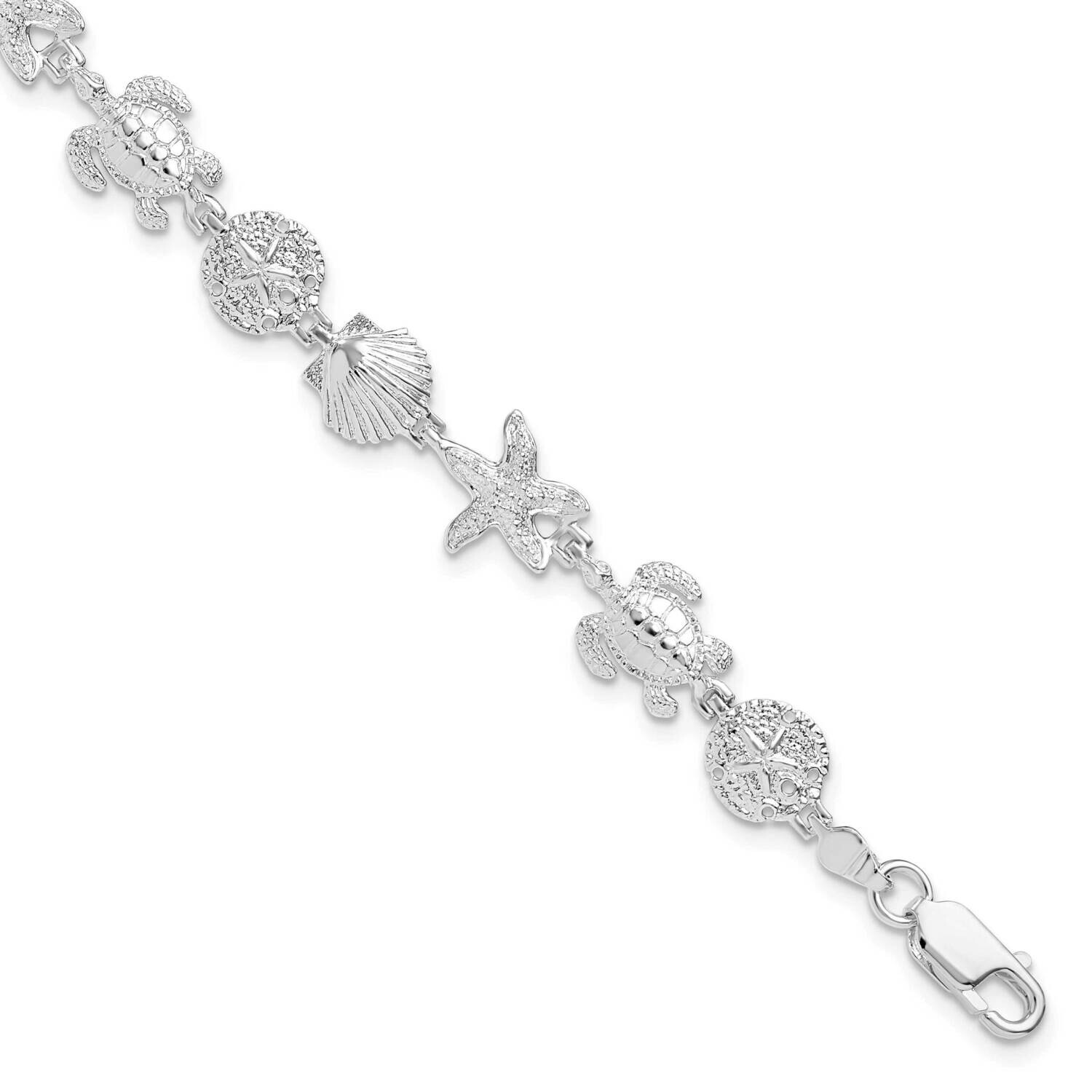 Textured Sea Life Bracelet 7.25 Inch Sterling Silver Polished QH5575-7.25, MPN: QH5575-7.25, 637218…