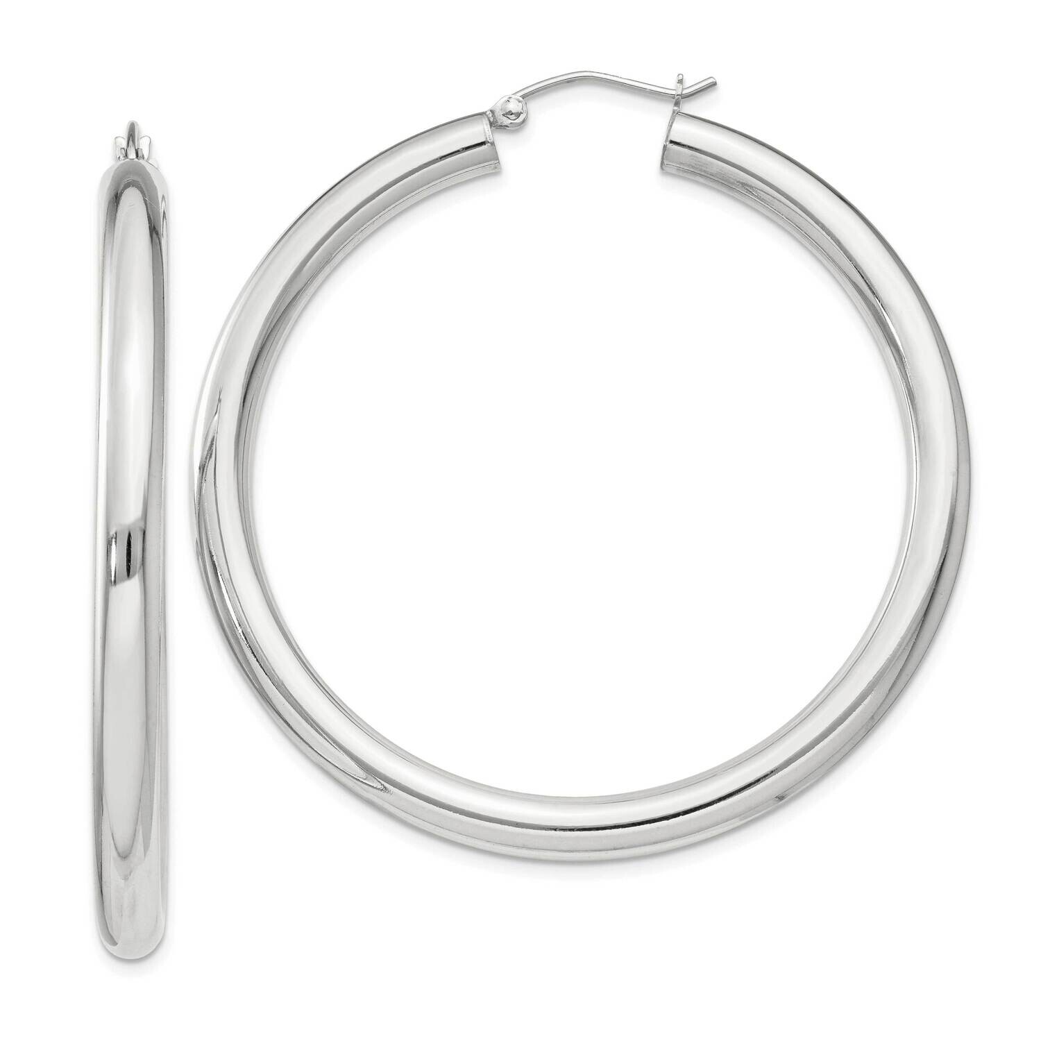 4mm Round Hoop Earrings Sterling Silver QE4403SP, MPN: QE4403SP,