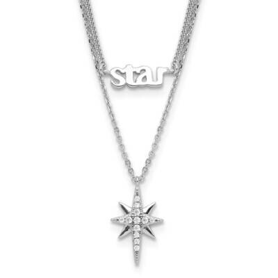 Rhod-Plate Star CZ 2 Inch Extension Layer Necklace Sterling Silver QG6690-18, MPN: QG6690-18,