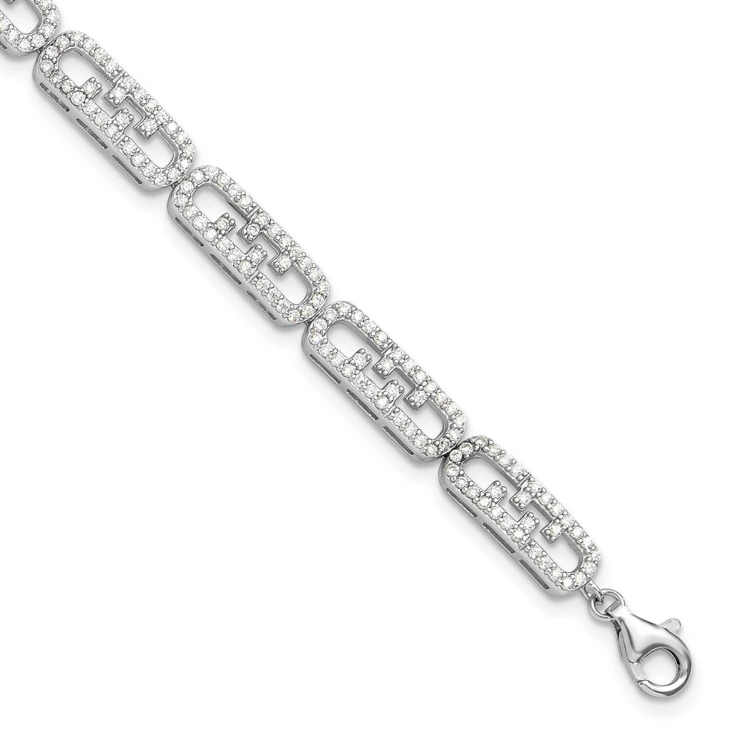 CZ Fancy 1 Inch Extender Bracelet Sterling Silver Rhodium-Plated QG6449-7, MPN: QG6449-7,