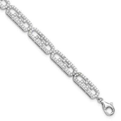 CZ Fancy 1 Inch Extender Bracelet Sterling Silver Rhodium-Plated QG6449-7, MPN: QG6449-7,