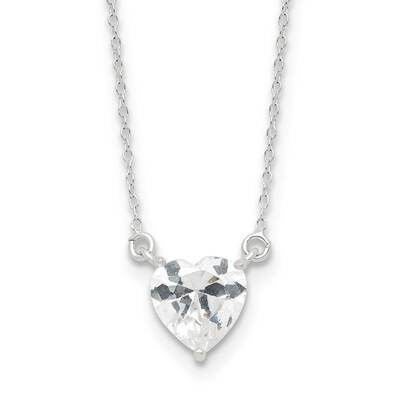 Heart CZ Necklace Sterling Silver Polished QG6597-18, MPN: QG6597-18,