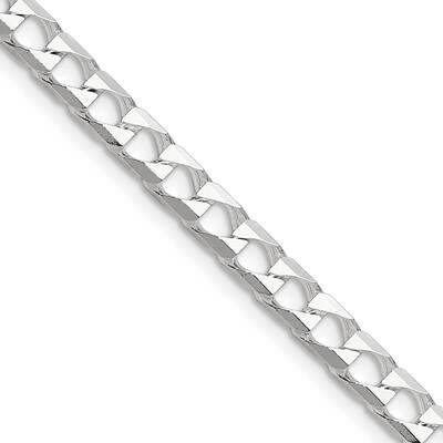 Diamond-Cut 5mm Flat Curb Link Chain 24 Inch Sterling Silver Polished QFOC180-24, MPN: QFOC180-24,