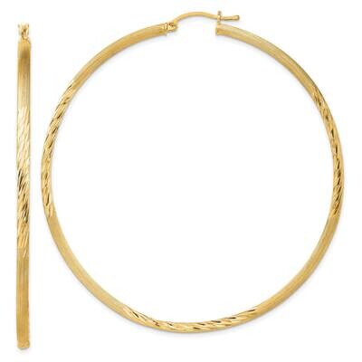 Flash Gold-Plated 2.5mm Polished Satin Diamond-Cut Hoop Earrings Sterling Silver QE4434GP, MPN: QE4…