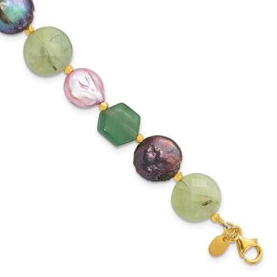 Gold-Plated Fwc Pearl Multi Stone 1 Inch Extender Bracelet Sterling Silver QH5674-7.5, MPN: QH5674-…