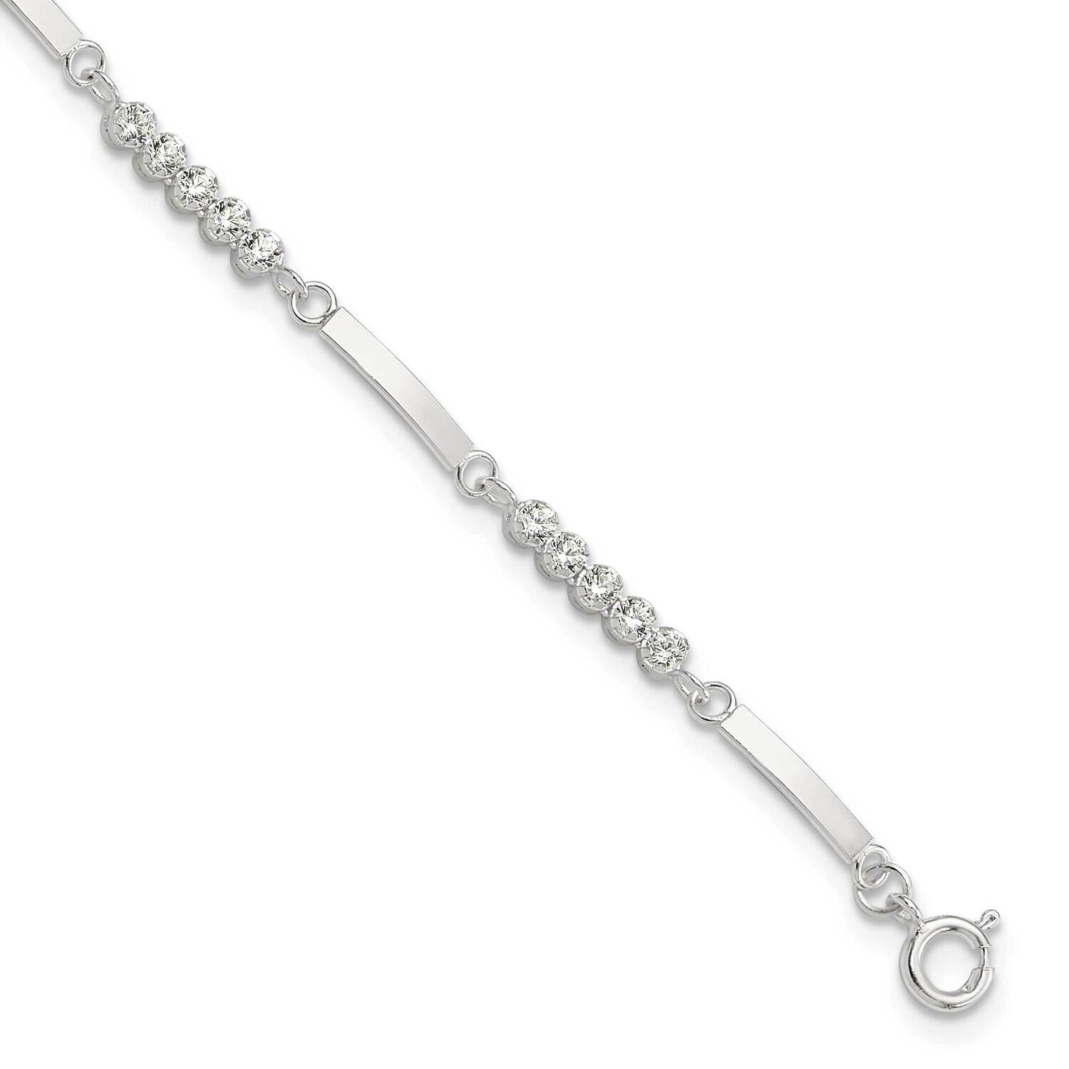 CZ 7.25 Inch 1 Inch Extender Bracelet Sterling Silver Rhodium-Plated QG6434-7.25, MPN: QG6434-7.25,