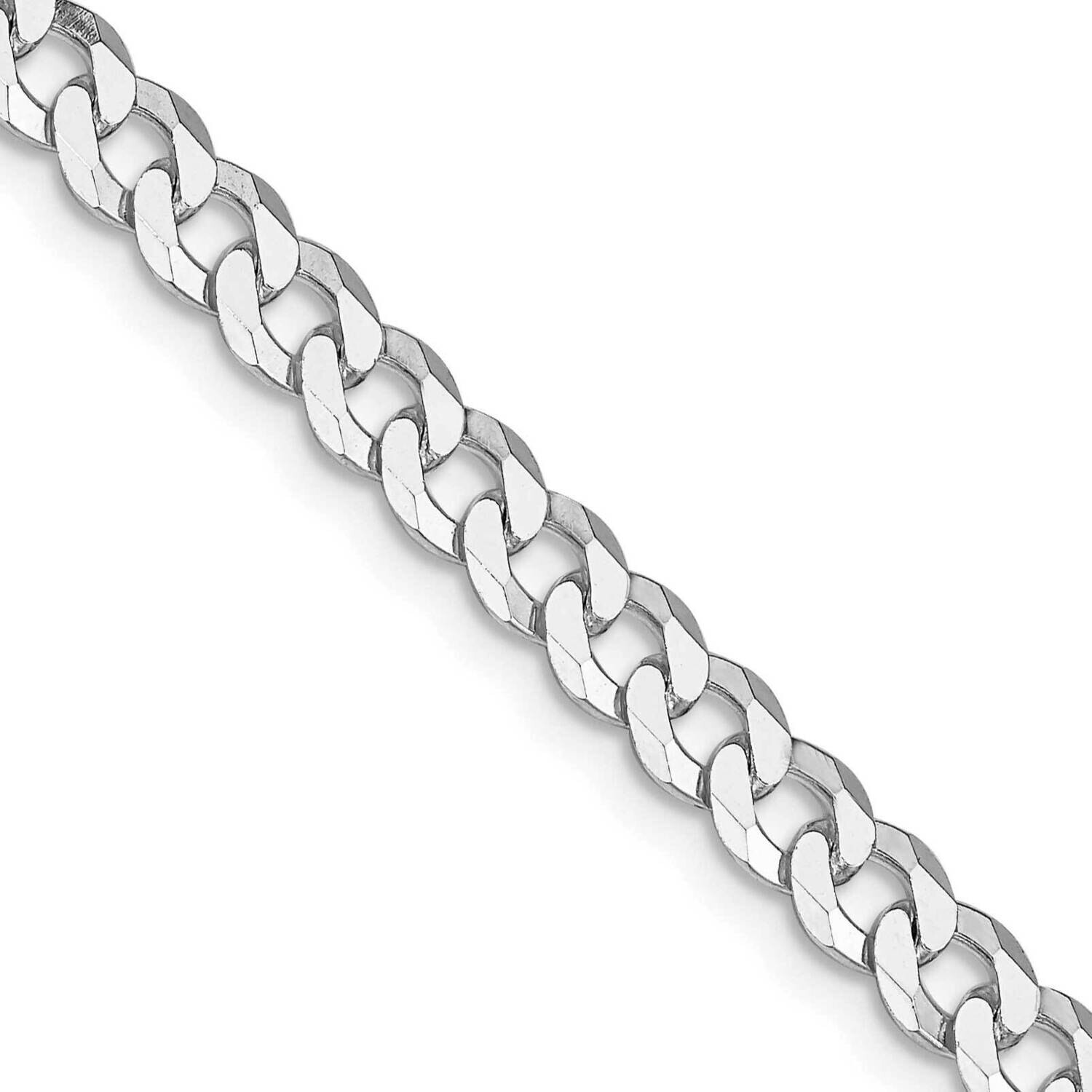 5mm Beveled Curb Chain 24 Inch Sterling Silver Rhodium-Plated QFB120R-24, MPN: QFB120R-24,