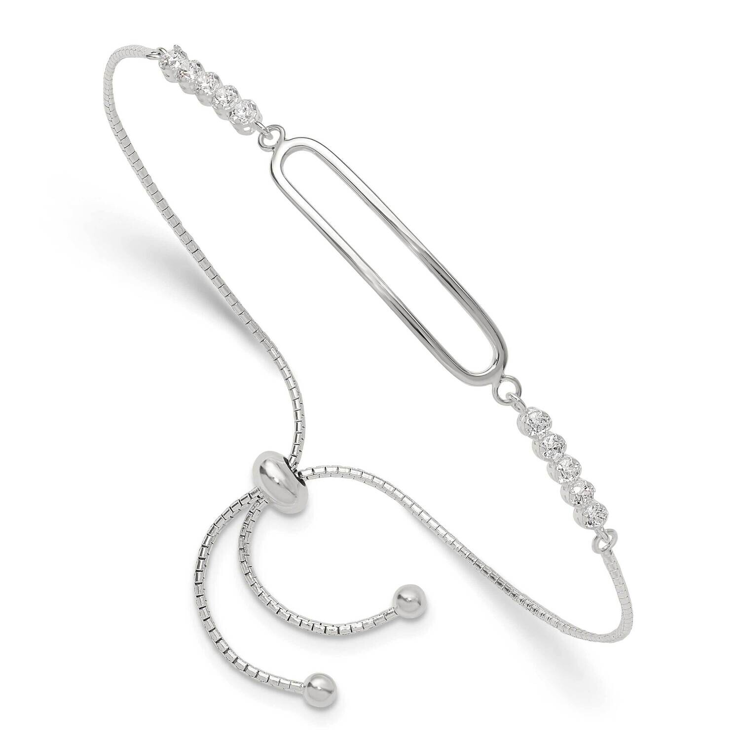 CZ Adjustable Bracelet Sterling Silver QG6254, MPN: QG6254,