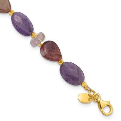 Gold-Plated Amethyst Tourmaline 1 Inch Extension Bracelet Sterling Silver QH5676-8, MPN: QH5676-8,