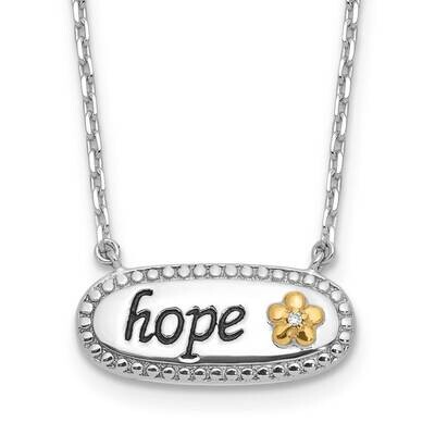 Sterling Silver Accent Rh-Plated CZ Enamel Hope 2 Inch Extension Necklace 14k Gold QG6668-16, MPN: …