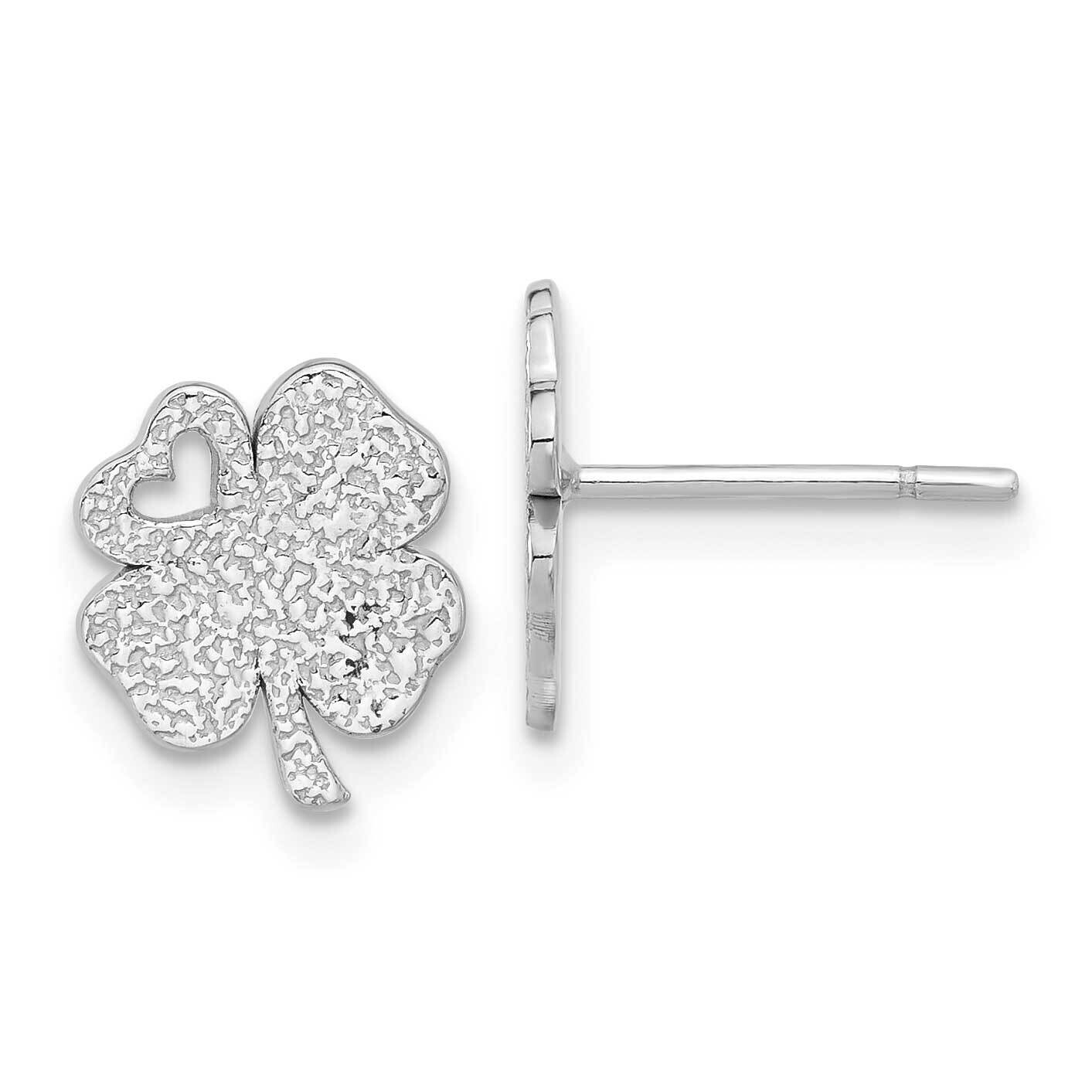 Textured Clover Post Earrings Sterling Silver Rhodium-Plated QE17603