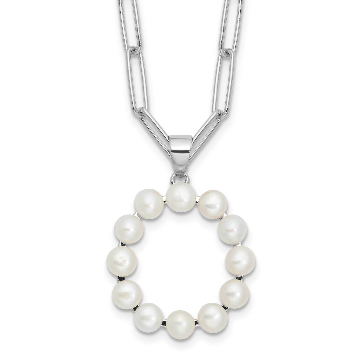 Rh-Plated 3-5.5mm Fwc Pearl Letter O 18 Inch Necklace Sterling Silver QH5808O-18, MPN: QH5808O-18,