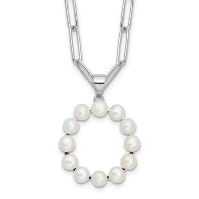 Rh-Plated 3-5.5mm Fwc Pearl Letter O 18 Inch Necklace Sterling Silver QH5808O-18, MPN: QH5808O-18,