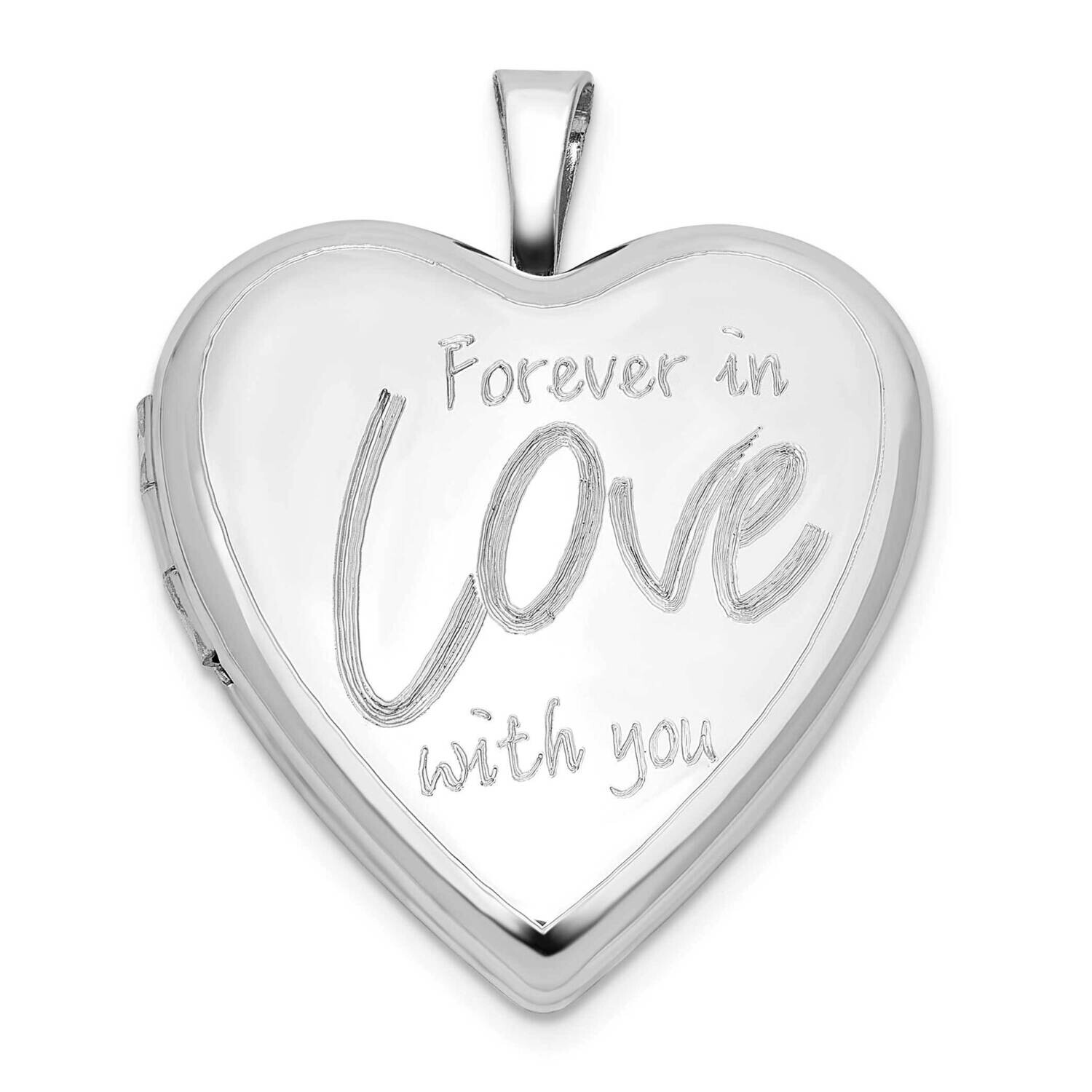 Rh-Plated Forever In Love You 20mm Heart Locket Sterling Silver QLS1157, MPN: QLS1157,