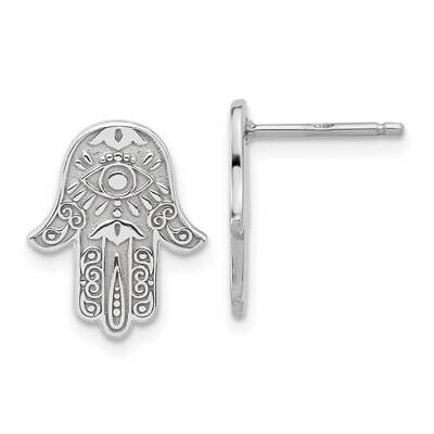 Designed Hamsa Post Earrings Sterling Silver Polished QE17706, MPN: QE17706,