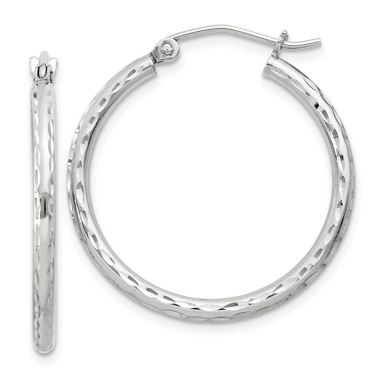 2mm Diamond Cut Hoop Earrings Sterling Silver QE3530SP
