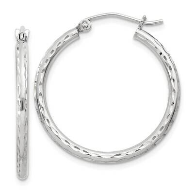 2mm Diamond Cut Hoop Earrings Sterling Silver QE3530SP, MPN: QE3530SP,