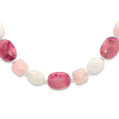 Pink Agate Quartz Jade Crystal 2 Inch Extension Necklace Sterling Silver QH5669-18, MPN: QH5669-18,