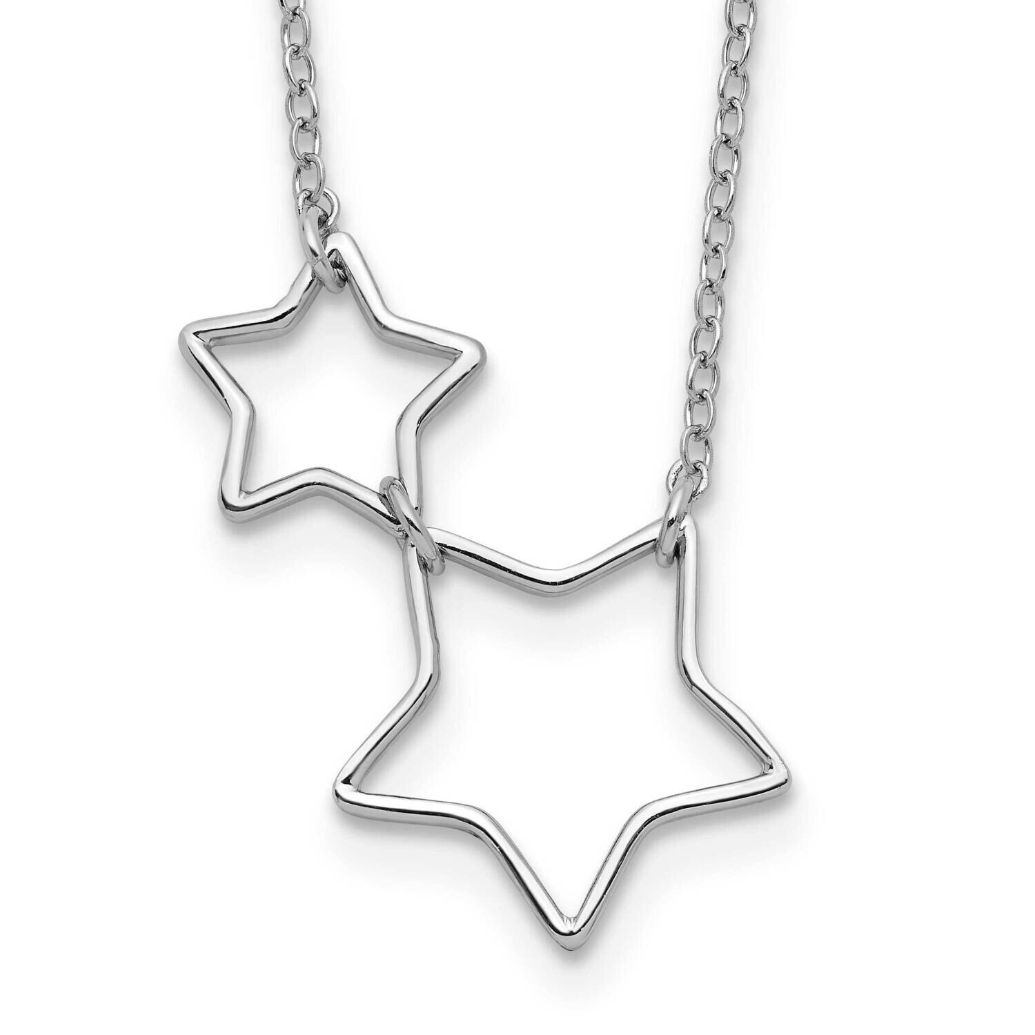 Cut-Out Stars 2 Inch Extender Necklace Sterling Silver Rhodium-Plated QG5680-17, MPN: QG5680-17, 19…