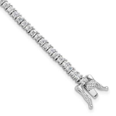 3mm Princess Cut CZ 7.75 Inch Tennis Bracelet Sterling Silver Rhodium-Plated QG6430-7.75, MPN: QG64…