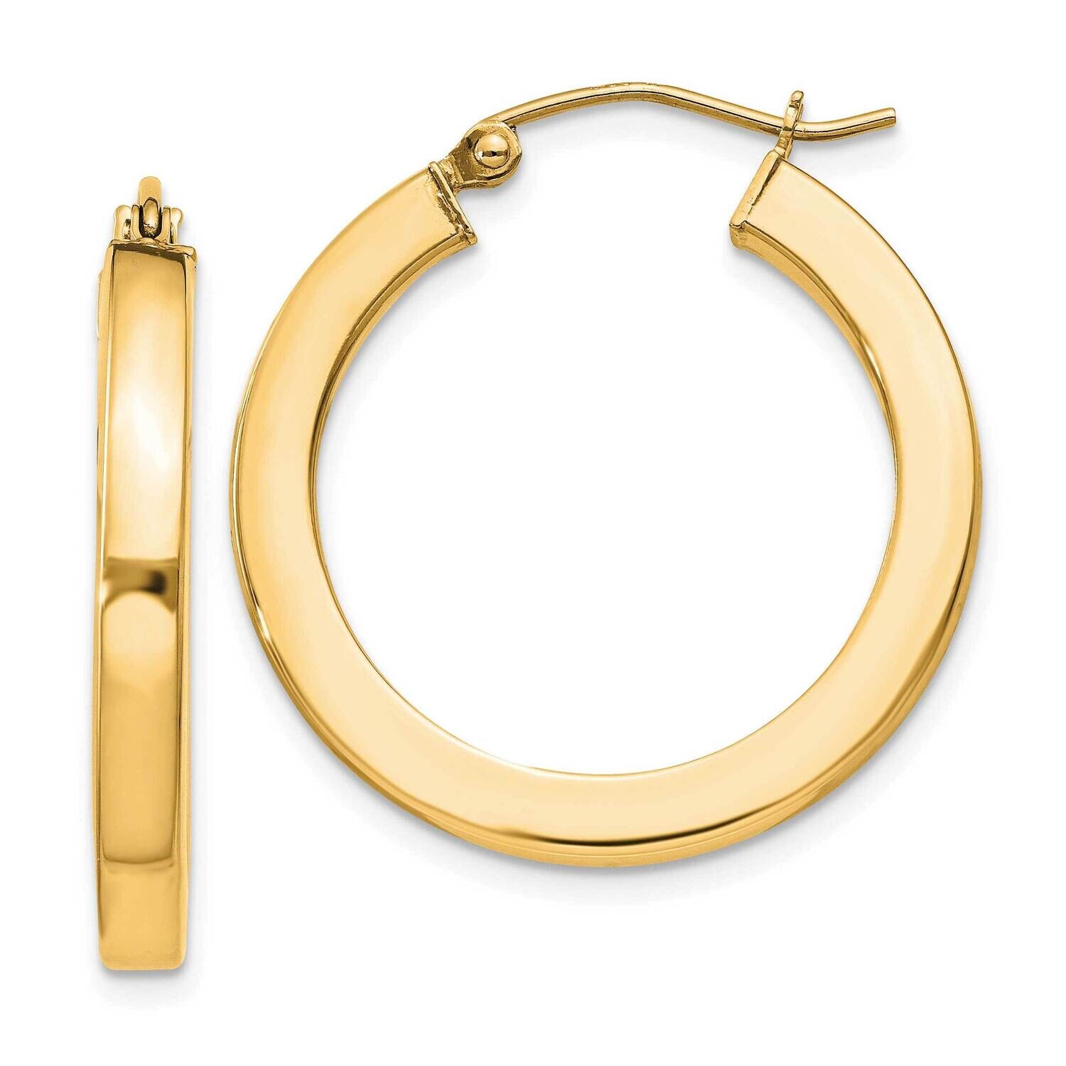 Flash Gold-Plated 3X25mm Square Tube Hoop Earrings Sterling Silver QE824GP, MPN: QE824GP,
